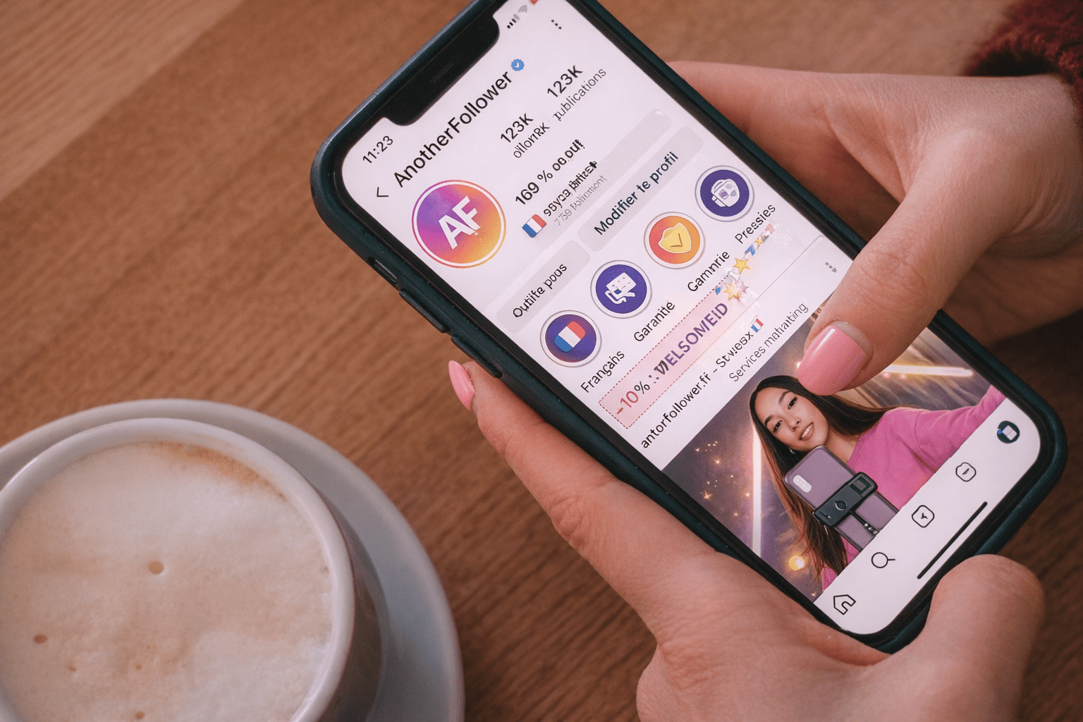 Navigation sur un profil Instagram depuis un smartphone – perception du nombre d’abonnés et crédibilité du compte